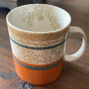 Starbucks 2008 14 ounce ceramic coffee mug with with floral & vine pattern